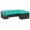 vidaXL 10-delige Loungeset met kussens poly rattan zwart