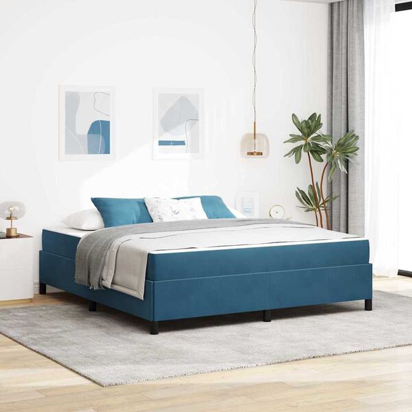 vidaXL Bedframe met matras Donkerblauw 180 x 200 cm Stof
