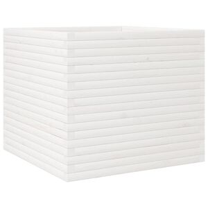 vidaXL Plantenbak 80x80x68,5 cm massief grenenhout wit