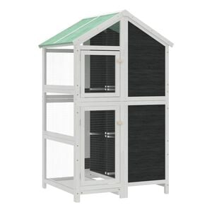 vidaXL Voli&egrave;re 97x81x152 cm massief grenenhout grijs