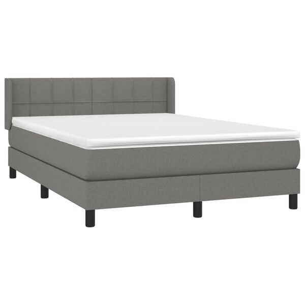 vidaXL Boxspring met matras stof donkergrijs 140x190 cm