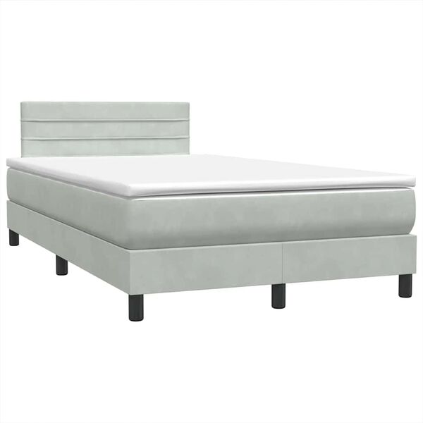 vidaXL Boxspring met matras fluweel lichtgrijs 120x210 cm