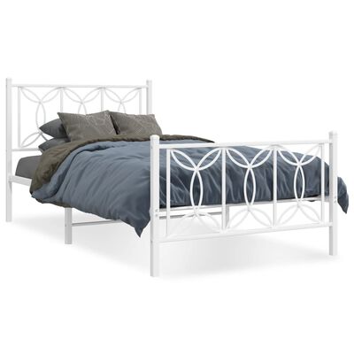 vidaXL Bedframe met hoofd- en voeteneinde metaal wit 100x200 cm