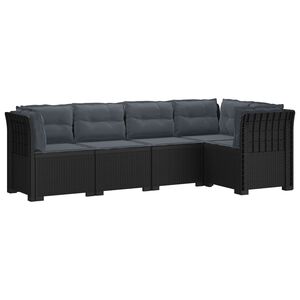 vidaXL 5-Zits Tuin Sofa met Kussens Rattan Look PP Antraciet