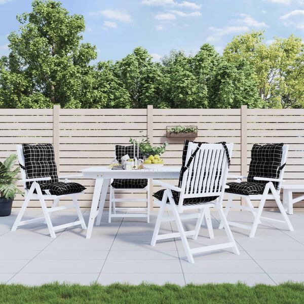 vidaXL Stoelkussens 4 st lage rug ruitpatroon oxford stof zwart