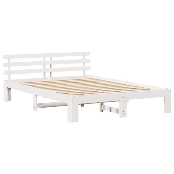 vidaXL Bedframe met hoofdeinde Wit 150 x 200 cm Massief grenenhout
