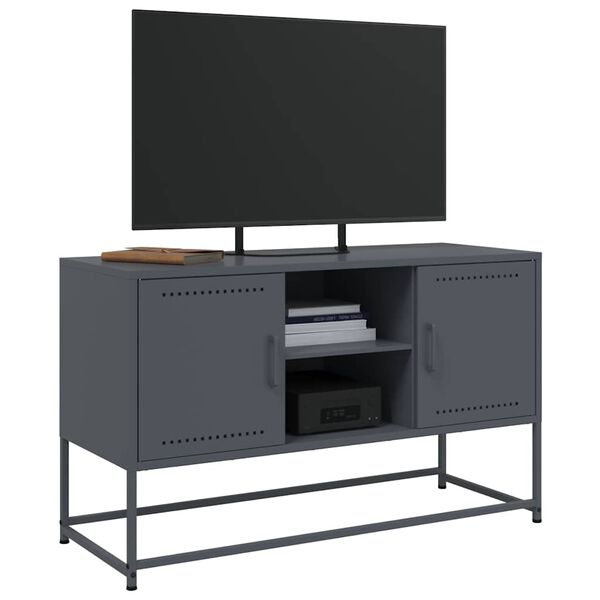 vidaXL Tv-meubel 100,5x39x60,5 cm staal antracietkleurig