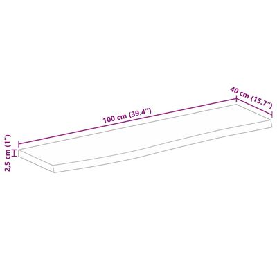 vidaXL Tafelblad met natuurlijke rand 100x40x2,5 cm massief mangohout