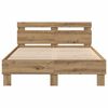 vidaXL Bedframe met LED Artisan Eiken 135 x 190 cm Bewerkt hout