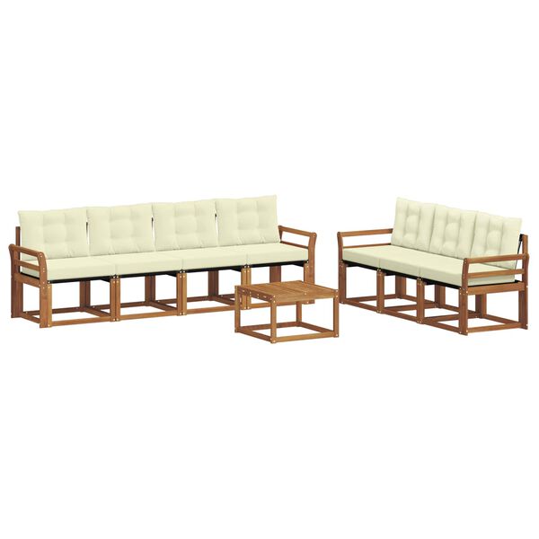 vidaXL Buiten bankenset met kussen 8 pcs Natuurlijk en Cr&egrave;me