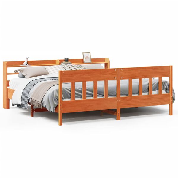 vidaXL Bedframe zonder matras massief grenenhout wasbruin 180x200 cm
