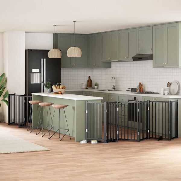 vidaXL Hondenhek inklapbaar 15 panelen 750 cm populierenhout zwart