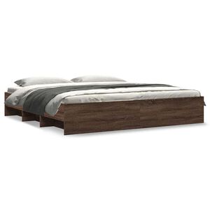 vidaXL Bedframe zonder matras 200x200 cm spaanplaat bruin eikenkleurig