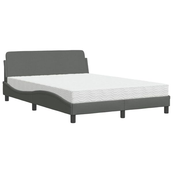 vidaXL Bed met matras "Dover" stof donkergrijs 140x200 cm