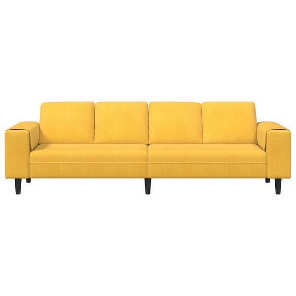 vidaXL Bank met kussen Lichtgeel 250 x 77 x 76 cm Katoen Stof