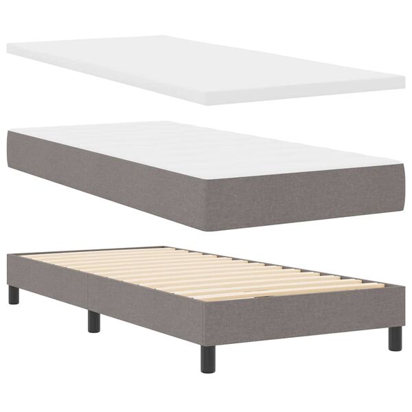 vidaXL Boxspringbed met matras met hoofdeinde Taupe 90 x 200 cm Stof