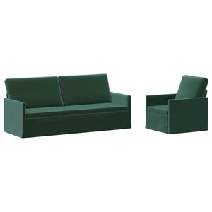 vidaXL Bankstel 2 pcs Donkergroen fluweel