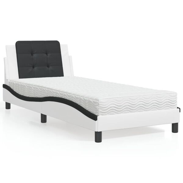 vidaXL Bedframe zonder matras "Zadar" kunstleer wit en zwart 100x200 cm