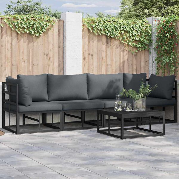 vidaXL Tuinbankenset 4 pcs Zwart Metaal