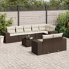 vidaXL 9-delige Loungeset met kussens poly rattan bruin