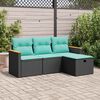 vidaXL 4-delige Loungeset met kussens poly rattan zwart