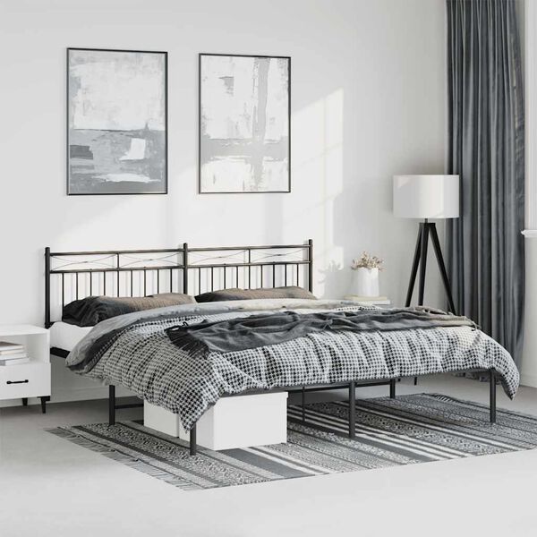 vidaXL Bedframe met hoofdbord metaal zwart 183x213 cm