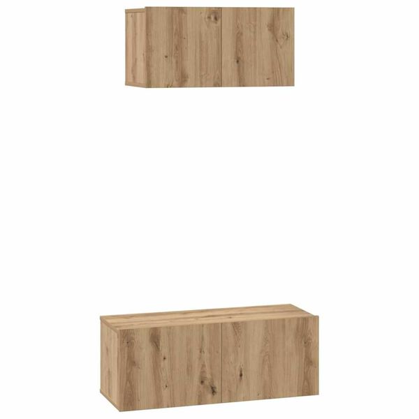 vidaXL Tv-meubelset Wandgemonteerd 2 pcs Artisan Eiken Bewerkt hout