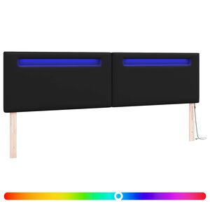 vidaXL LED Hoofdbord Zwart 200 cm Nep Leer