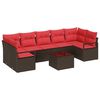 vidaXL Bankstel 8 st 7-Aantal zitplaatsen Bruin en Rood poly rattan