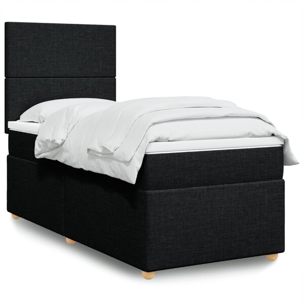 vidaXL Boxspring met matras stof zwart 90x200 cm