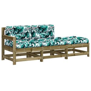 vidaXL 3-delige Loungeset met kussens ge&iuml;mpregneerd grenenhout