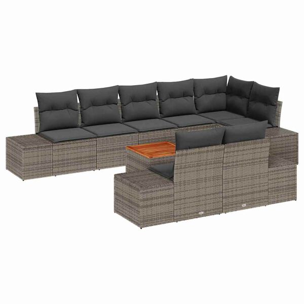 vidaXL Tuin Sofa Set 9 pcs Grijs