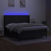 vidaXL Boxspring met matras en LED stof zwart 180x200 cm