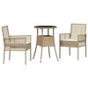 vidaXL Tuin eettafelset 3 st Beige poly rattan
