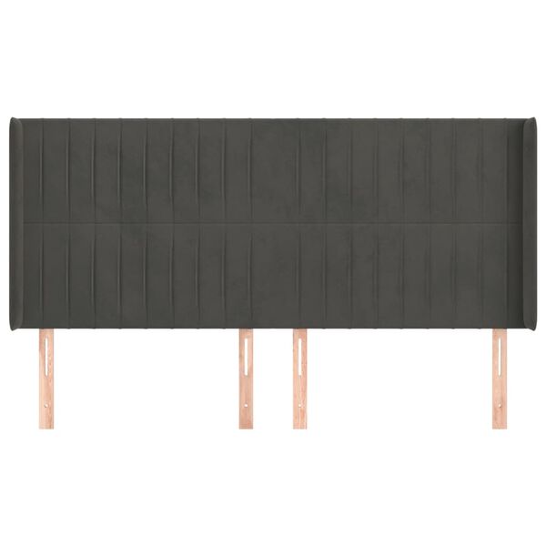 vidaXL Hoofdbord met randen 183x16x118/128 cm fluweel donkergrijs