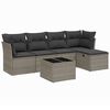 vidaXL 6-delige Loungeset met kussens poly rattan grijs