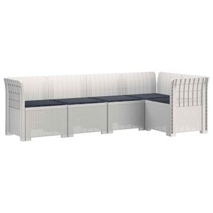 vidaXL 5-Zits Tuin Sofa met Kussens Rattan Look PP Wit