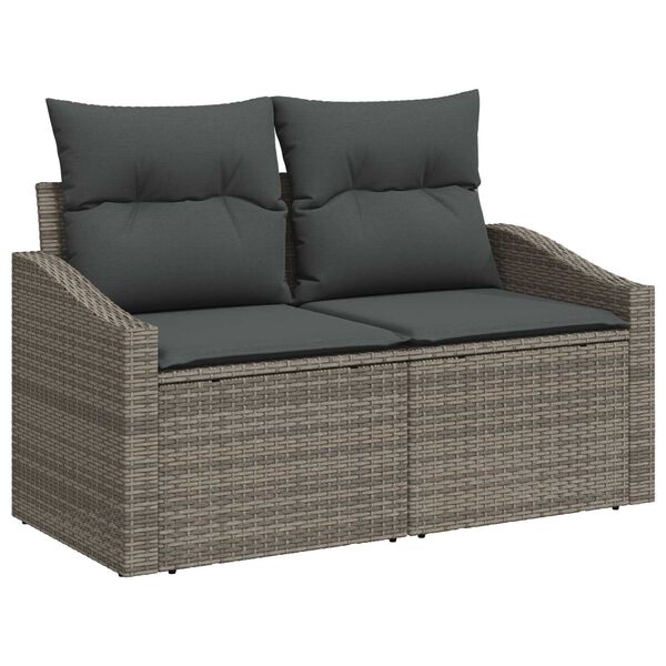 vidaXL Tuin Sofa Set met opslag 5 pcs Grijs Poly riet