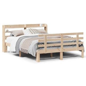 vidaXL Bedframe met hoofdbord massief grenenhout 135x190 cm