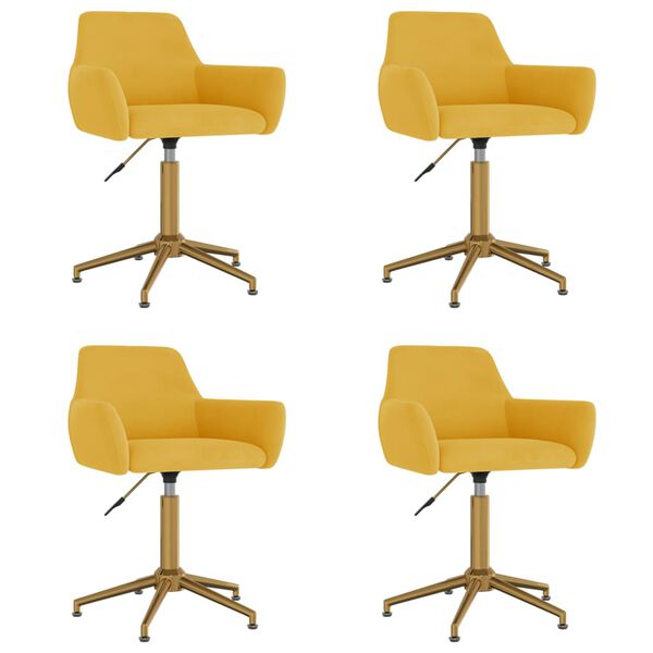 vidaXL Eetkamerstoelen draaibaar 4 st fluweel geel