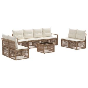 vidaXL Tuinbankenset 9 pcs Beige poly rattan