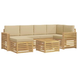 vidaXL Buiten bankenset 7 st Wit en Beige Polyester