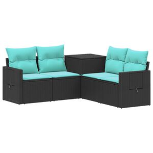 vidaXL Bankstel 5 st Zwart en Blauw 179 x 179 x 85 cm