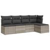 vidaXL 5-delige Loungeset met kussens poly rattan lichtgrijs