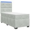 vidaXL Boxspring Bed met Matras en LED Lichtgrijs 90 x 190 cm Fluweel