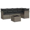 vidaXL 6-delige Loungeset met kussens poly rattan grijs