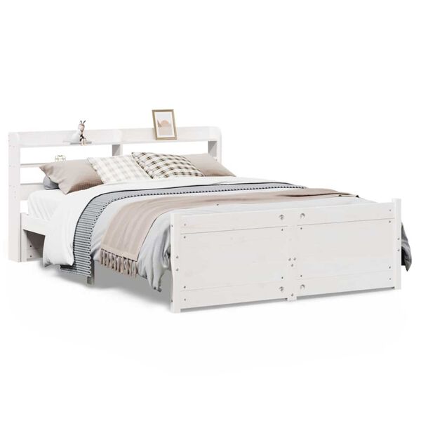 vidaXL Bedframe met hoofdeinde zonder matras 140x190 cm wit