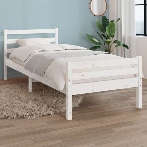 vidaXL Bedframe massief hout wit 100x200 cm