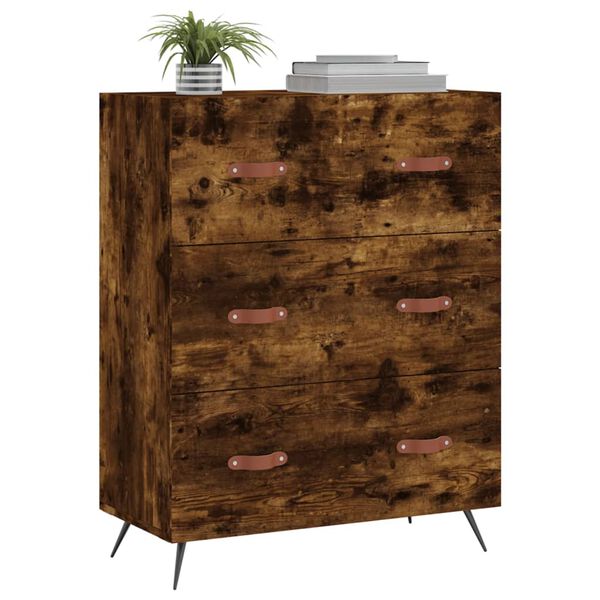 vidaXL Ladekast 69,5x34x90 cm bewerkt hout gerookt eikenkleurig