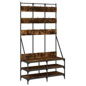 vidaXL Kledingrek met schoenenrek 100x40x184 cm gerookt eikenkleurig